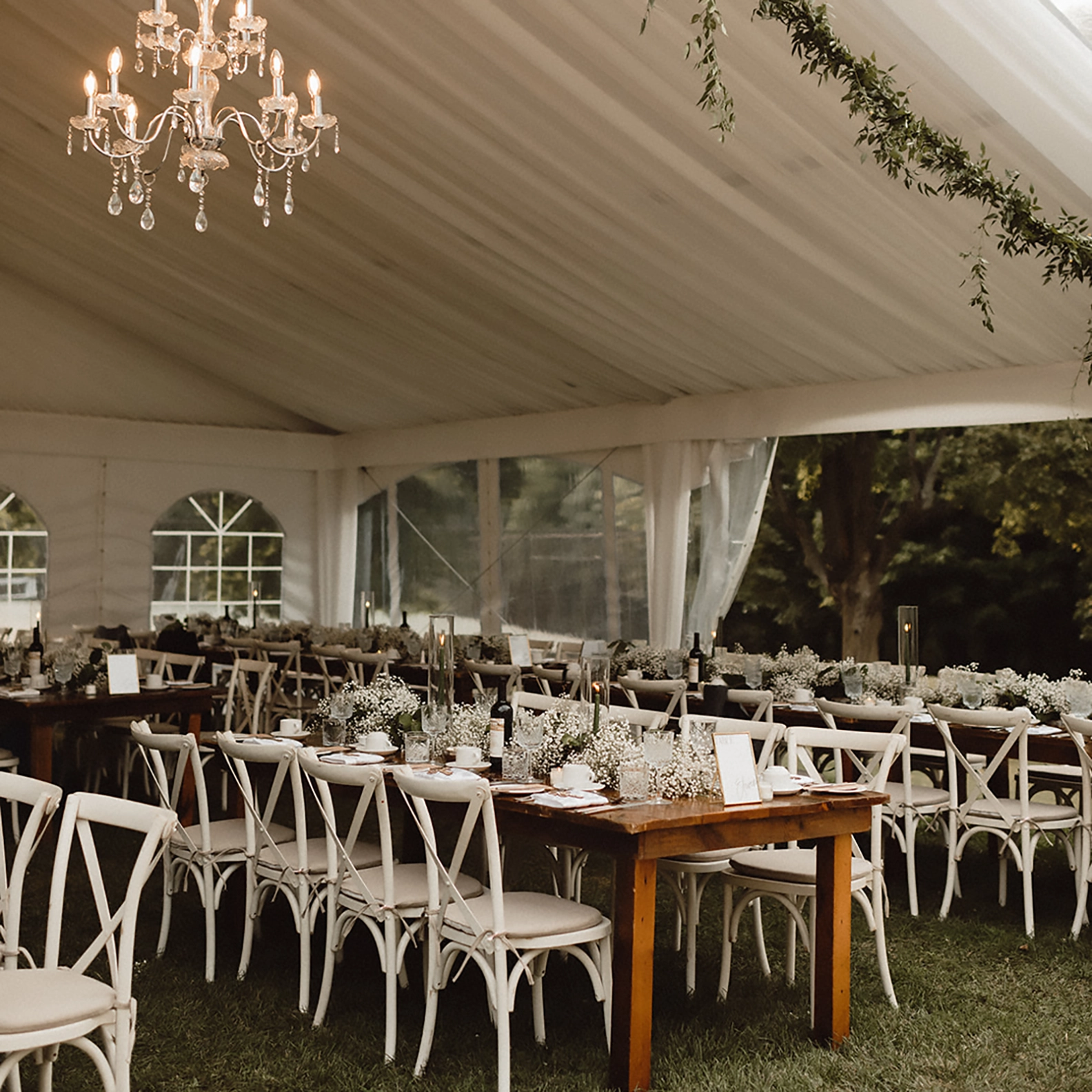 Setup of the Vineyard Wedding Tent Package from Special Event Rentals